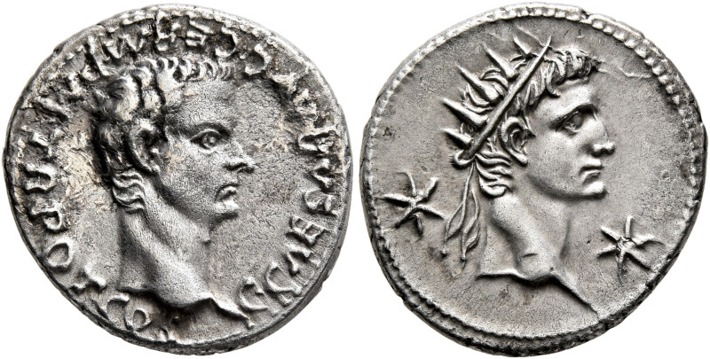 Gaius (Caligula), with Divus Augustus, 37-41. Denarius (Silver, 20 mm, 3.79 g, 1...