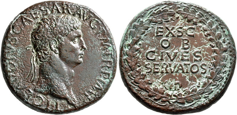 Claudius, 41-54. Sestertius (Orichalcum, 34 mm, 28.00 g, 6 h), Rome, 41-42. TI C...