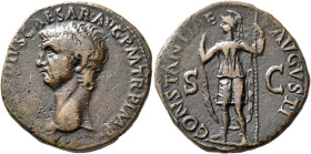 Claudius, 41-54. As (Copper, 27 mm, 11.23 g, 6 h), Rome, 41-42. [TI CLAV]DIVS CAESAR AVG P M TR P IMP Bare head of Claudius to left. Rev. CONSTANTIAE ...