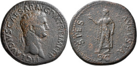 Claudius, 41-54. Sestertius (Orichalcum, 37 mm, 27.04 g, 6 h), Rome, circa 50-54. TI CLAVDIVS CAESAR AVG P M TR P IMP P P Laureate head of Claudius to...