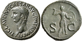 Claudius, 41-54. As (Copper, 30 mm, 11.18 g, 6 h), Rome, circa 50-54. TI CLAVDIVS CAESAR AVG P M TR P IMP P P Bare head of Claudius to left. Rev. S - ...
