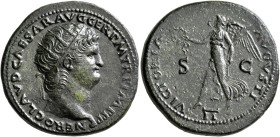 Nero, 54-68. Dupondius (Orichalcum, 29 mm, 15.20 g, 6 h), Lugdunum, circa 64. NERO CLAVD CAESAR AVG GER P M TR P IMP P P Radiate head of Nero to right...