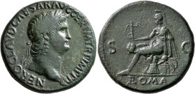 Nero, 54-68. Sestertius (Orichalcum, 34 mm, 27.52 g, 6 h), Rome, circa 65. NERO CLAVD CAESAR AVG GER P M TR P IMP P P P Laureate head of Nero to right...