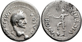 Galba, 68-69. Denarius (Silver, 18 mm, 3.27 g, 6 h), uncertain mint in Spain (Tarraco?), April-late 68. GALBA IMPERATOR Laureate head of Galba to righ...