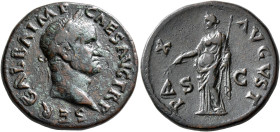 Galba, 68-69. Dupondius (Orichalcum, 30 mm, 13.95 g, 6 h), Rome, circa June-August 68. SER GALBA IMP CAES AVG TR Laureate head of Galba to right. Rev....