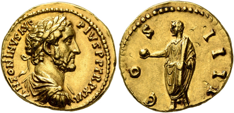 Antoninus Pius, 138-161. Aureus (Gold, 20 mm, 7.20 g, 12 h), Rome, 152-153. ANTO...