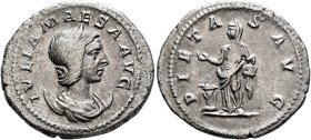 Julia Maesa, Augusta, 218-224/5. Antoninianus (Silver, 29 mm, 5.00 g, 1 h), Rome, 219. IVLIA MAESA AVG Diademed and draped bust of Julia Maesa set to ...