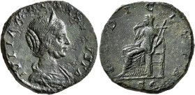 Julia Maesa, Augusta, 218-224/5. Sestertius (Orichalcum, 30 mm, 20.35 g, 12 h), Rome, 220-222. IVLIA MAESA AVGVSTA Diademed and draped bust of Julia M...