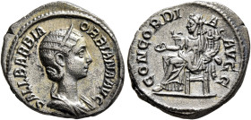 Orbiana, Augusta, 225-227. Denarius (Silver, 19 mm, 3.00 g, 6 h), Rome, 225. SALL BARBIA ORBIANA AVG Diademed and draped bust of Orbiana to right. Rev...