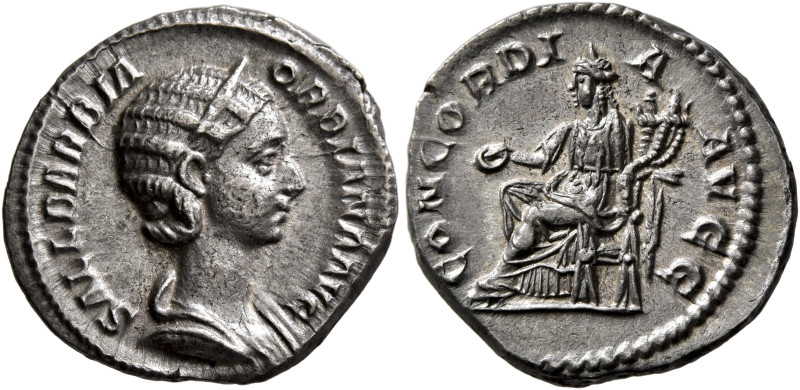 Orbiana, Augusta, 225-227. Denarius (Silver, 19 mm, 3.09 g, 12 h), Rome, 225. SA...