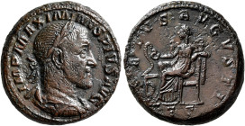Maximinus I, 235-238. Dupondius (Orichalcum, 26 mm, 13.23 g, 12 h), Rome, 235-236. IMP MAXIMINVS PIVS AVG Laureate, draped and cuirassed bust of Maxim...