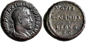 Maximinus I, 235-238. As (Copper, 24 mm, 10.39 g, 12 h), Rome, 236. IMP MAXIMINVS PIVS AVG Laureate, draped and cuirassed bust of Maximinus I to right...