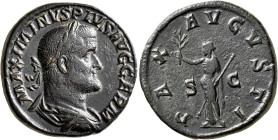 Maximinus I, 235-238. Sestertius (Orichalcum, 30 mm, 18.32 g, 12 h), Rome, 236-238. MAXIMINVS PIVS AVG GERM Laureate, draped and cuirassed bust of Max...