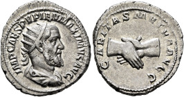 Pupienus, 238. Antoninianus (Silver, 22 mm, 4.40 g, 6 h), Rome, circa April-June 238. IMP CAES PVPIEN MAXIMVS AVG Radiate, draped and cuirassed bust o...
