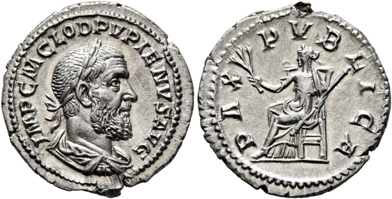 Pupienus, 238. Denarius (Silver, 20 mm, 2.91 g, 6 h), Rome, circa April-June 238...