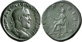 Pupienus, 238. Sestertius (Orichalcum, 31 mm, 20.55 g, 12 h), Rome, circa April-June 238. IMP CAES M CLOD PVPIENVS AVG Laureate, draped and cuirassed ...