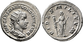Gordian III, 238-244. Antoninianus (Silver, 23 mm, 6.35 g, 1 h), Rome, 238-239. IMP CAES M ANT GORDIANVS AVG Radiate, draped and cuirassed bust of Gor...