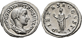 Gordian III, 238-244. Denarius (Silver, 20 mm, 3.18 g, 6 h), Rome, 240. IMP GORDIANVS PIVS FEL AVG Laureate, draped and cuirassed bust of Gordian III ...