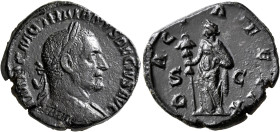 Trajan Decius, 249-251. Sestertius (Orichalcum, 28 mm, 15.38 g, 12 h), Rome. IMP C M Q TRAIANVS DECIVS AVG Laureate and cuirassed bust of Trajan Deciu...