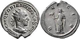 Trajan Decius, 249-251. Antoninianus (Silver, 22.1 mm, 4.42 g, 6 h), Rome, 250-251. IMP C M Q TRAIANVS DECIVS AVG Radiate and cuirassed bust of Trajan...