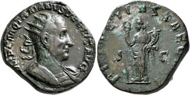 Trajan Decius, 249-251. Double Sestertius (Orichalcum, 33 mm, 33.09 g, 12 h), Rome, 250-251. IMP C M Q TRAIANVS DECIVS AVG Radiate and cuirassed bust ...