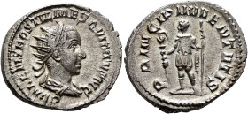 Hostilian, as Caesar, 250-251. Antoninianus (Silver, 23 mm, 3.74 g, 1 h), Rome, 250-251. C VALENS HOSTIL MES QVINTVS N C Radiate and draped bust of Ho...