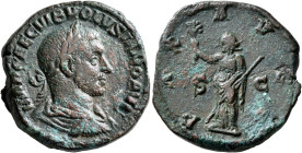 Volusian, 251-253. Sestertius (Orichalcum, 30 mm, 20.57 g, 12 h), Rome, 251-252. IMP CAE C VIB VOLVSIANO AVG Laureate, draped and cuirassed bust of Vo...