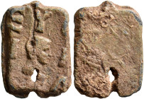 ASIA MINOR OR LEVANTE. Uncertain, 1st-2nd centuries. Weight (?) (Lead, 24 mm, 8.18 g). ЄY... Bare male head to right. Rev. Blank. Tiny hole and a mino...