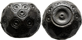 ISLAMIC. Circa 10-13th centuries. Weight of 20 Dirhams (Bronze, 23 mm, 58.00 g). A coin weight in the form of a flattened sphere punched on the top an...