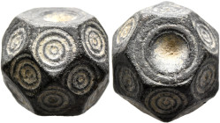 ISLAMIC. Circa 10-13th centuries. Weight of 10 Dirhams (Bronze, 18 mm, 28.06 g). A coin weight in the form of a flattened sphere punched on the top an...