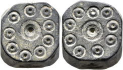 ISLAMIC. Circa 10-13th centuries. Weight of 10 Mithqāls (Bronze, 20x20x13 mm, 41.81 g), a Seljuk or Beylik coin weight in the form of a polyhedron wit...