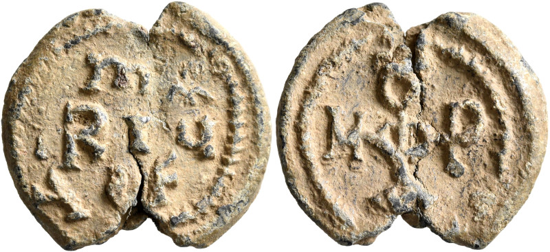 Mariulfus, circa 550-650. Seal (Lead, 25 mm, 8.85 g, 12 h). mA/RIU/LF in three l...