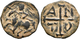 ARMENIA, Cilician Armenia. Royal. Levon I, 1198-1219. Follis (Bronze, 17 mm, 1.05 g, 1 h), Sis, but intended for circulation in Antiochia, early 13th ...