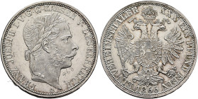 AUSTRIA. Kaisertum Österreich-Ungarn. Franz Josef I, 1867-1916. Vereinstaler 1866 A (Silver, 33 mm, 18.57 g, 12 h), Vienna. FRANZ JOSEPH I V G G KAISE...