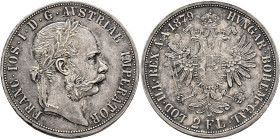 AUSTRIA. Kaisertum Österreich-Ungarn. Franz Josef I, 1867-1916. Doppelgulden 1879 (Silver, 36 mm, 24.68 g, 12 h), Vienna. FRANC • IOS • I • D • G • AV...