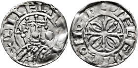 BRITISH, Norman. William II Rufus, 1087-1100. Penny (Silver, 18 mm, 1.38 g, 12 h), 'Cross fleury on piles'-type, Ælfric moneyer, illegible mint. + PIL...
