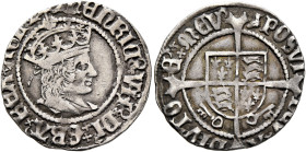 BRITISH, Tudor. Henry VII, 1485-1509. Halfgroat (Silver, 19 mm, 1.68 g, 9 h), York, 1504-1509. (martlet) hЄnRIC9 VII9 DI’ GRΛ’ RЄX ΛGL’ Z Crowned bust...