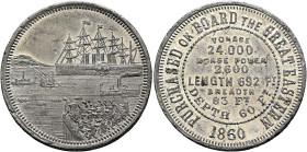 BRITISH, Hanover. Medal 1860 (Tin, 31 mm, 8.65 g, 12 h), commemorating a travel with the S. S. 'Great Eastern'. By. G. H. Lovett, BRITISH, Hanover. te...