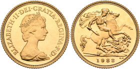 BRITISH, Windsor. Elizabeth II, 1952-2022. Half Sovereign 1982 (Gold, 19 mm, 4.00 g, 12 h), London. ELIZABETH•II•DEI•GRATIA•REGINA•F:D: Laureate and d...