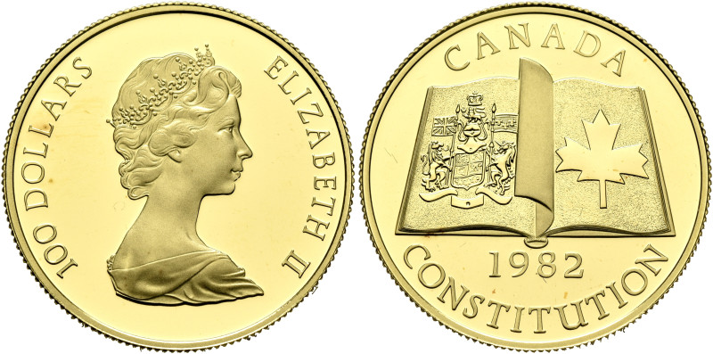 CANADA. Elizabeth II, 1952-2022. 100 Dollars 1982 (Gold, 25 mm, 17.00 g, 12 h), ...