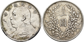 CHINA, ZHŌNGHUÁ MÍNGUÓ (REPUBLIC OF CHINA). 1912-1949. Yuán – Dollar Year 3 = 1914 (Silver, 39 mm, 26.80 g). Yeoman 329. Numerous marks and with minor...