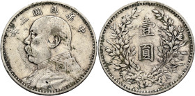 CHINA, ZHŌNGHUÁ MÍNGUÓ (REPUBLIC OF CHINA). 1912-1949. Yuán – Dollar Year 3 = 1914 (Silver, 39 mm, 26.80 g). Yeoman 329. Numerous marks and with light...