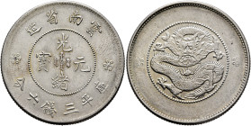 CHINA, Qīng dynasty. Pǔyí (Xuāntǒng), 1908-1911. 1/2 Yuán - 50 Cents (Silver, 34 mm, 14.12 g, 7 h), posthumous issue, Yúnnán (Yun-Nan) province, no da...