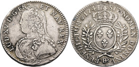 FRANCE, Royal. Louis XV le Bien-Aimé (the Well-Beloved), 1715–1774. Demi-écu aux branches d'olivier 1741 BB (Silver, 34 mm, 14.65 g, 6 h), Strasbourg....