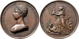 FRANCE, Royal (Restored). Henri V Prétendant et comte de Chambord, 1820-1883. Medal 1820 (Bronze, 50 mm, 71.22 g, 12 h), on his birth. CAROLA FERD. LU...