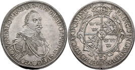 GERMANY. Augsburg (Stadt). Gustavus Adolphus. King of Sweden, 1611-1632. Taler (Silver, 43 mm, 29.00 g, 12 h), under Swedish occupation, 1632. ✱GVSTAV...