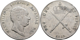 GERMANY. Bayern. Maximilian IV (I) Joseph, 1799-1825. Kronentaler 1816 (Silver, 40 mm, 29.47 g, 12 h), München. MAXIMILIANUS IOSEPHUS BAVARIAE REX Hea...