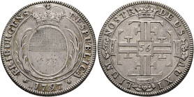 SWITZERLAND. Freiburg. Stadt und Kanton. Gulden zu 56 Kreuzer 1797 (Silver, 32 mm, 10.13 g, 6 h). RESPUBLICA FRIBURGENS / 1797 Crowned coat-of-arms be...