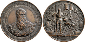 SWITZERLAND. Zürich. Stadt. Medal 1887 (Bronze, 70 mm, 178.80 g, 12 h), on the 400th anniversary of the death of Hans Waldmann, mayor of the city. Bus...