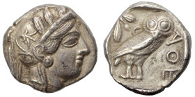 ATTICA. Athens. Circa 454-404 BC. Tetradrachm (silver, 16.58 g, 26 mm). Helmeted head of Athena right, with frontal eye. Rev. Owl standing right, head...
